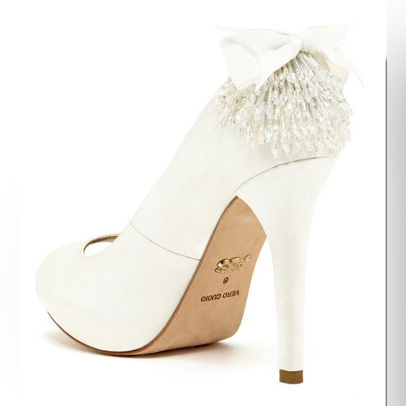 NIB ABS Akira White Satin Peep Toe Shoes - Picture 3 of 13